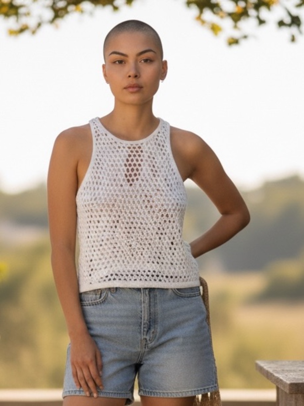 Trendy Threads White Crochet Boho SummerTank Top - Women’s L